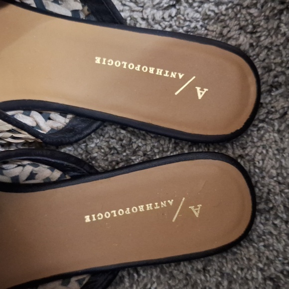 Anthropologie "Nisolo" go-to slip-on flats mules - woven leather - beige/black - Picture 10 of 11